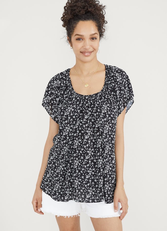 floral black and white shirt from Hatch, for nursing