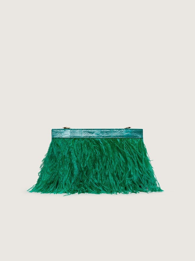 Okapi's feathered green Nambi Bag