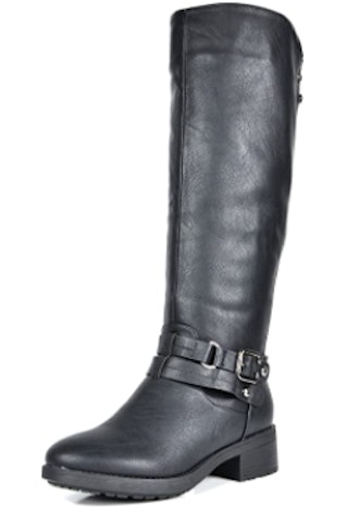 If you're looking for shoes to wear with leggings, consider these knee-high motorcycle boots.