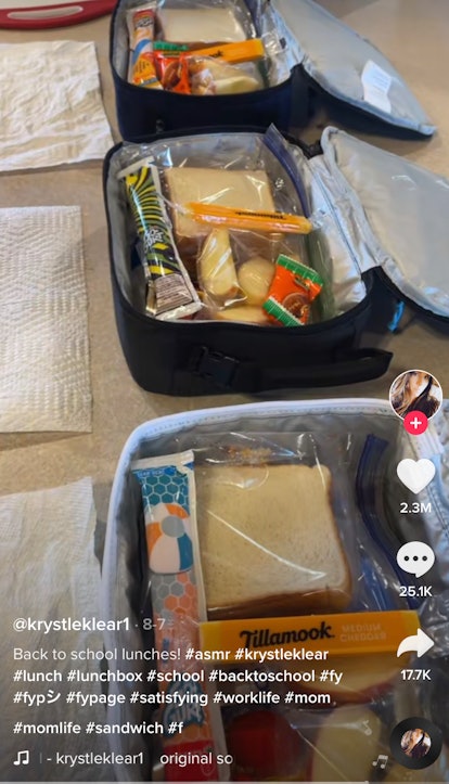 A woman packs her back-to-school lunch in a POV TikTok. 