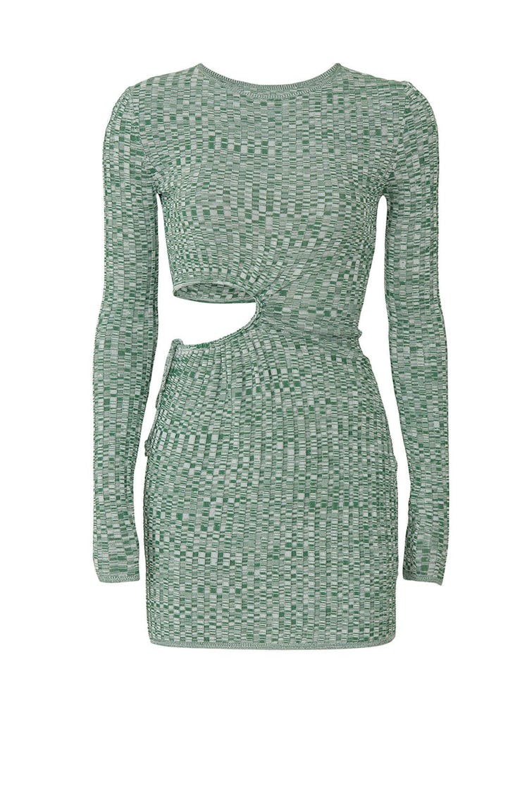 Turquoise cutout knit dress from Aya Muse, available to shop or rent via Rent The Runway.