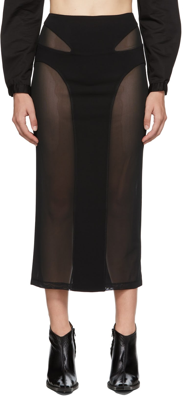 Dion Lee Black Mesh Contour Skirt