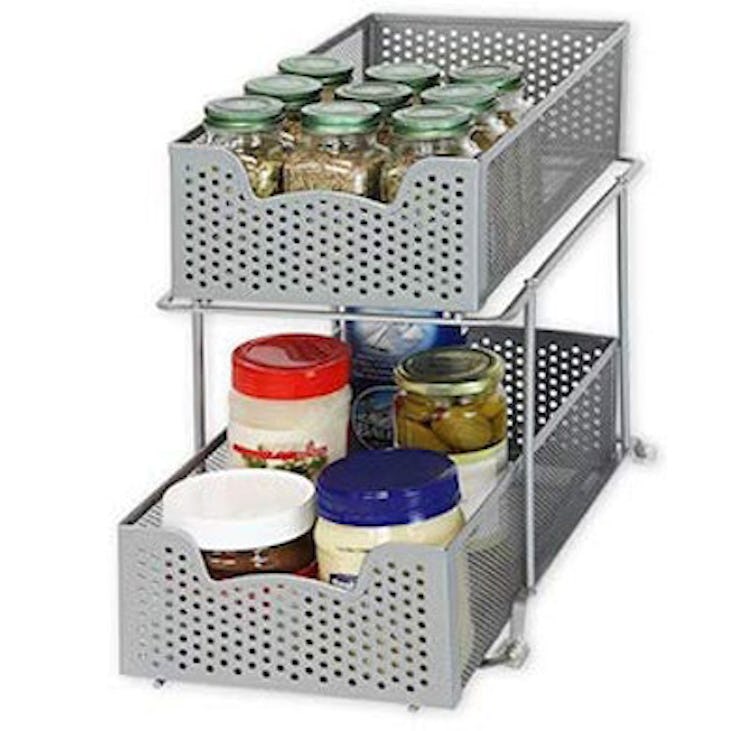 SimpleHouseware 2 Tier Sliding Cabinet Basket Organizer Drawer