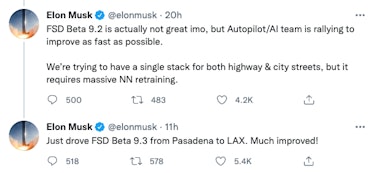 Musk's Twitter post.