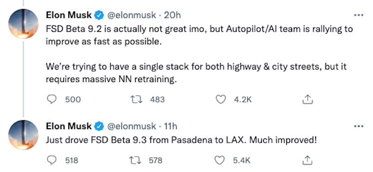 Musk's Twitter post.