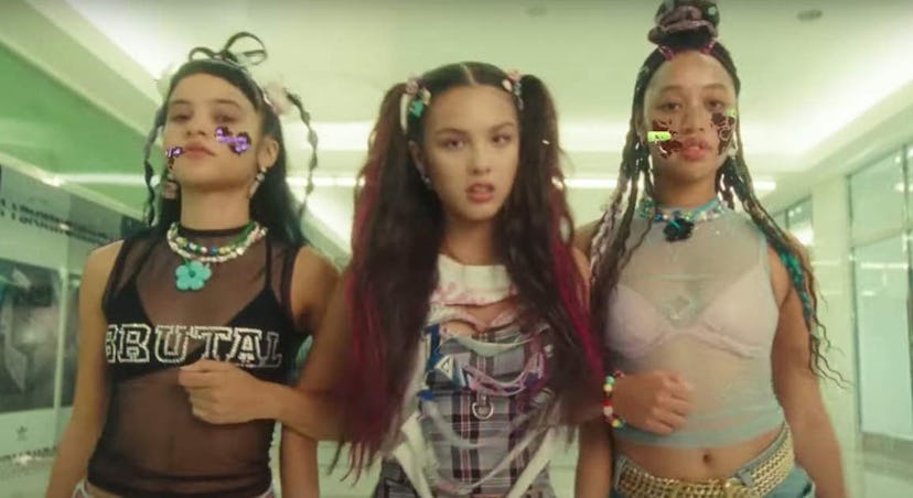 Olivia Rodrigo in Brutal music video with pigtails