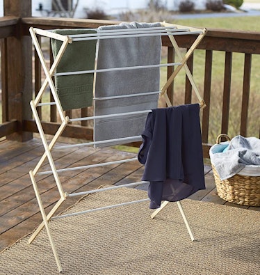 Household Essentials Collapsible Folding Wooden Clothes Drying Rack 