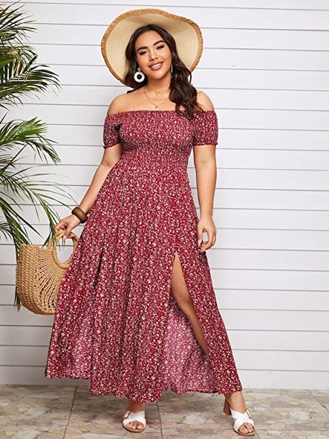 Floerns Boho Off Shoulder A Line Dress