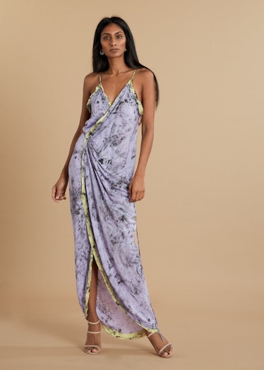 Purple Hibiscus Wrap Dress from W35T, available to shop on The Folklore.