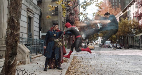 Tom Holland and Benedict Cumberbath star together in 'Spider-Man: No Way Home.' Photo via Marvel Stu...
