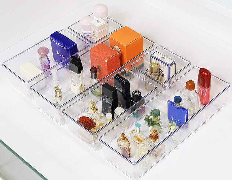 Simple Houseware Clear Plastic Desk Drawer Organizers