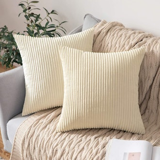 MIULEE Corduroy Throw Pillow Covers (2 Pack)
