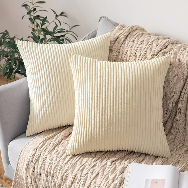 MIULEE Corduroy Throw Pillow Covers (2 Pack)
