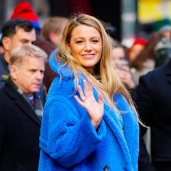 Blake Lively departs GMA on January 28, 2020 in New York City.