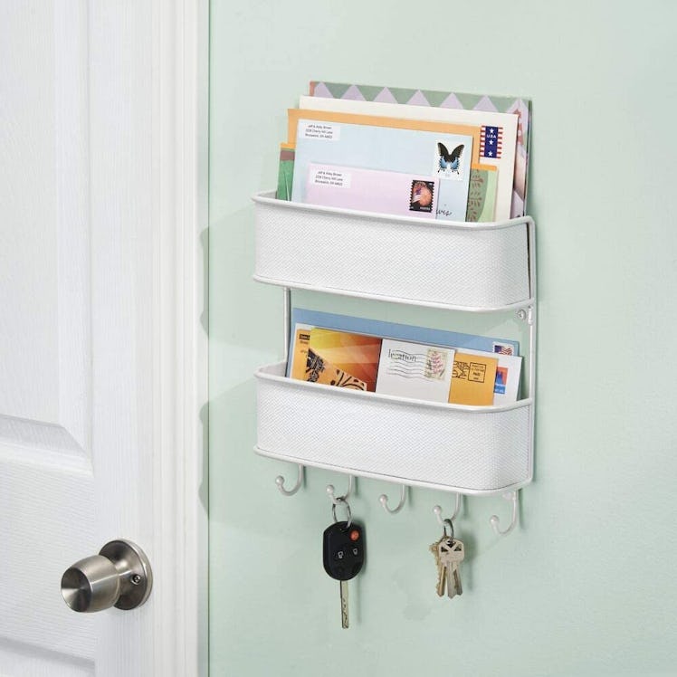 mDesign Wall Mount Mail Organizer Basket