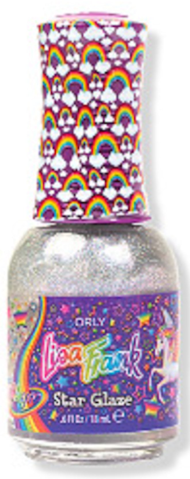 Image of the silvery hued Orly Star Glaze Iridescent Topcoat, from the Lisa Frank X Orly collection.