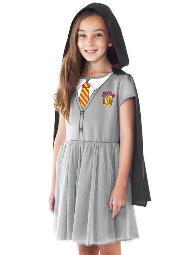 Harry Potter Hermione Halloween Costume Dress w/ Cape Cosplay (Big Girls)