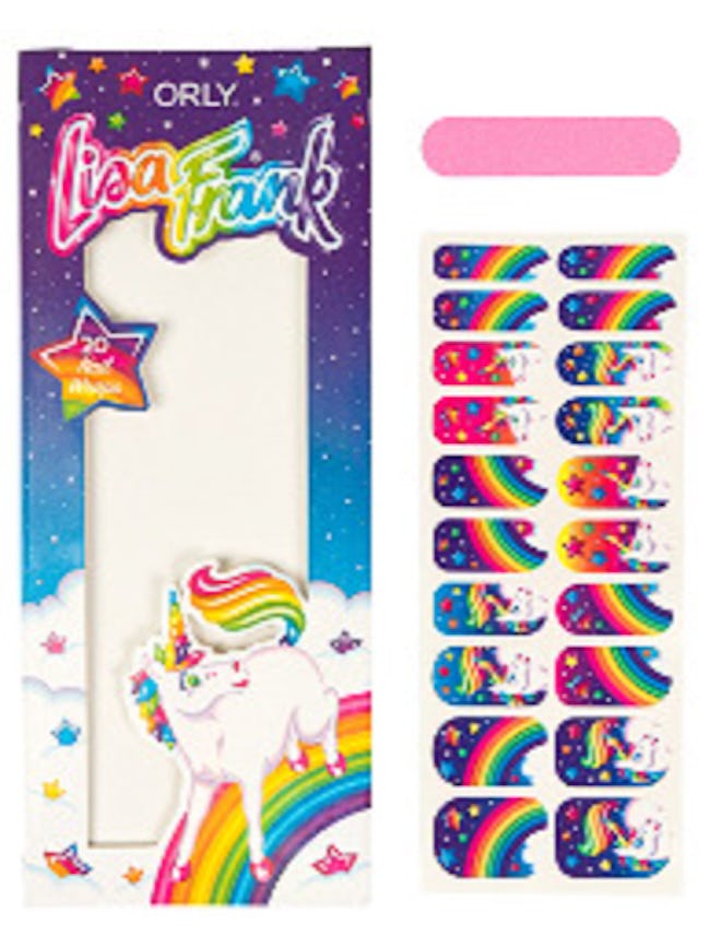 Image of Lisa Frank X ORLY Nail Wraps kit, featuring Markie unicorn.