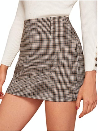 Floerns Plaid High Waist Mini Skirt