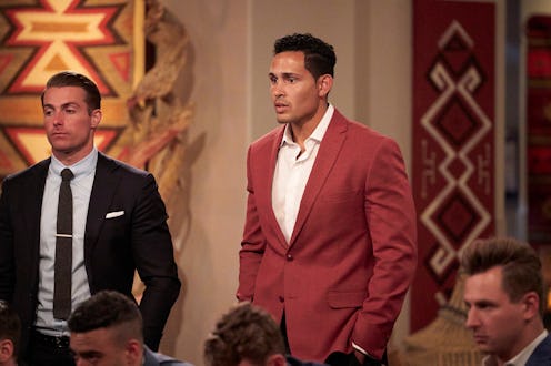 Thomas Jacobs being grilled by his co-contestants during Katie Thurston's season of 'The Bachelorett...