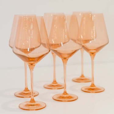 Colored Glass Stemmed Wine Glass