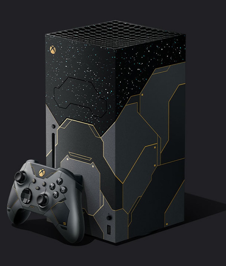 Microsoft's Halo Infinite themed Xbox Series X and matching controller. Video games. Gaming. Games