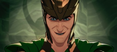 A very happy Loki at the end of What If? Episode 3