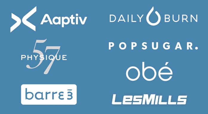 Some of Fitbit's guided workout partners.