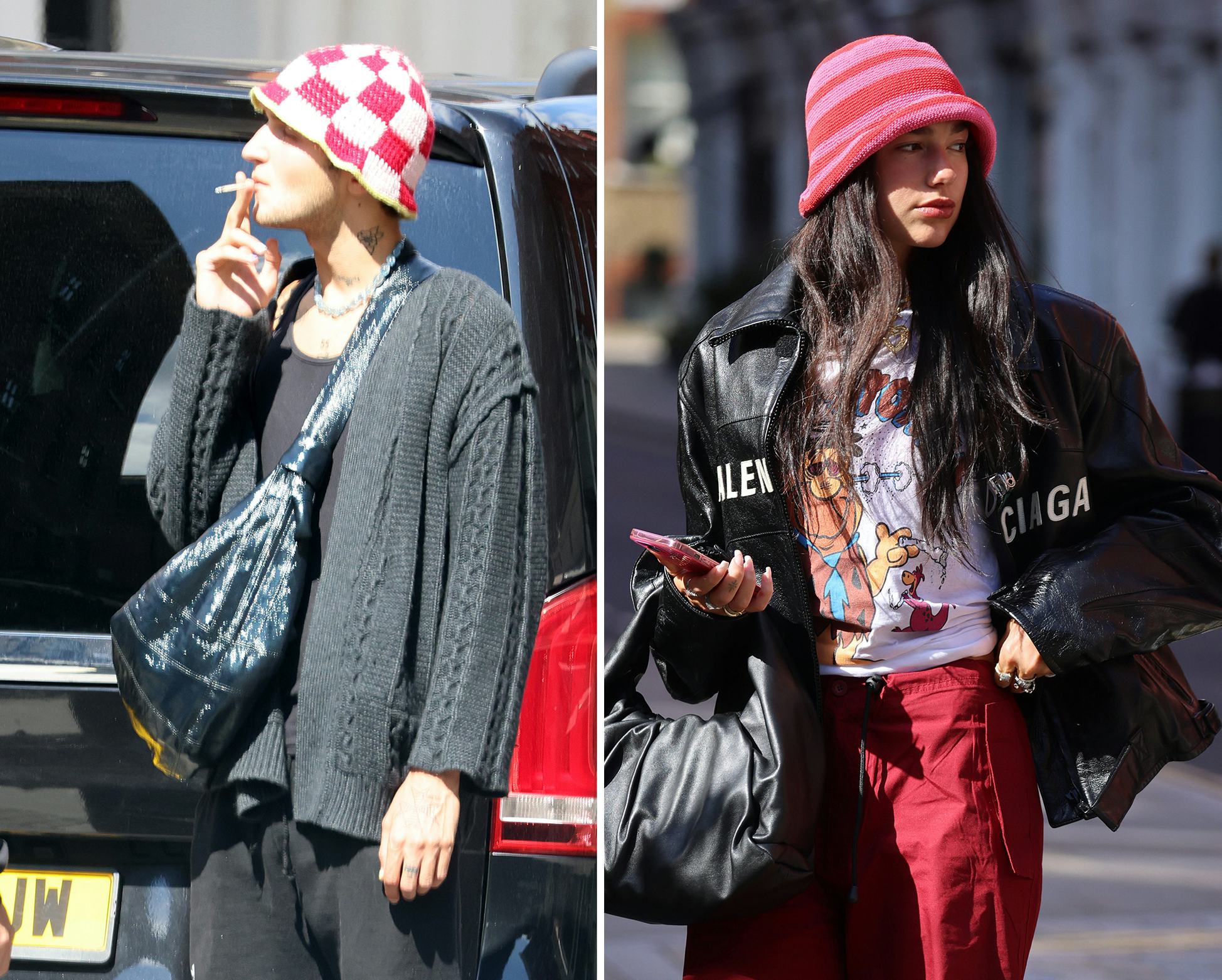 Dua Lipa and Anwar Hadid Match Their Knit Buckhats and Big ...