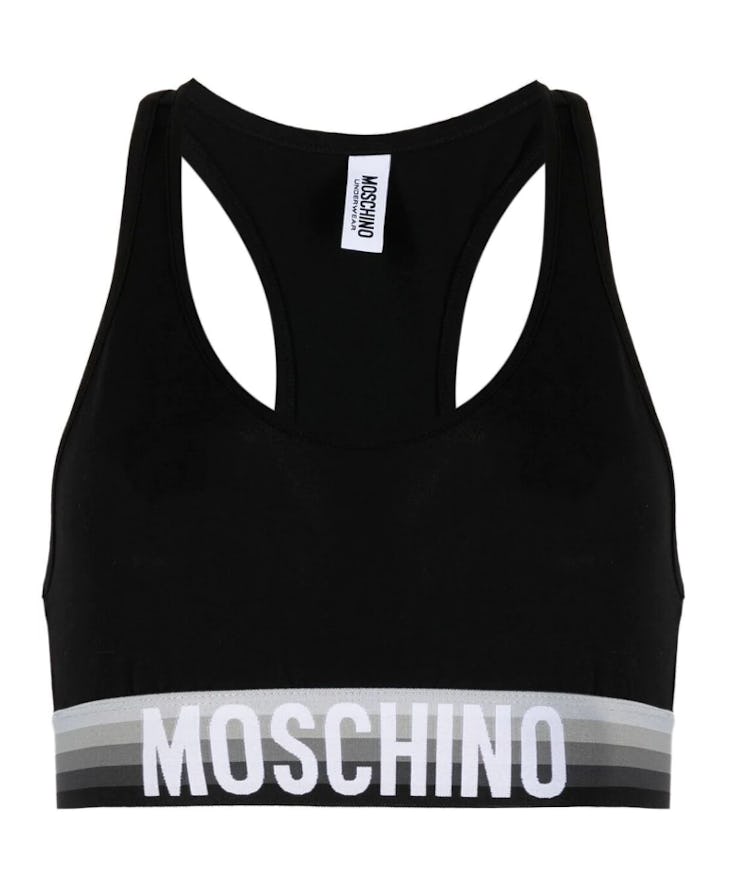 Moschino black logo sports bra.