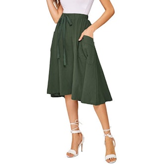 SweatyRocks A-Line Midi Skirt with Pocket