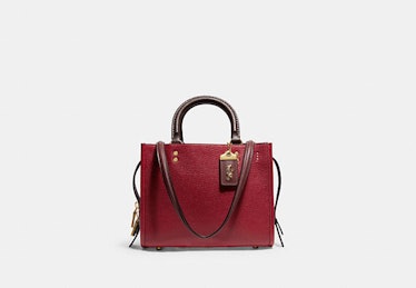 Coach Rogue 25 bag in red colorblock.