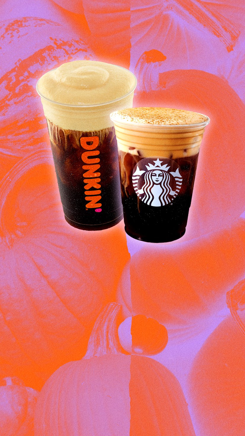 Here's how Starbucks versus Dunkin's Pumpkin Cream Cold Brew compare.