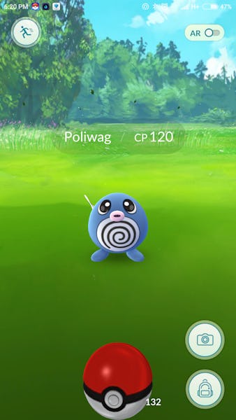 A screenshot from the first version of Pokémon GO
