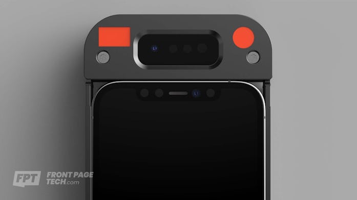 A rendered image of the prototype Face ID case 