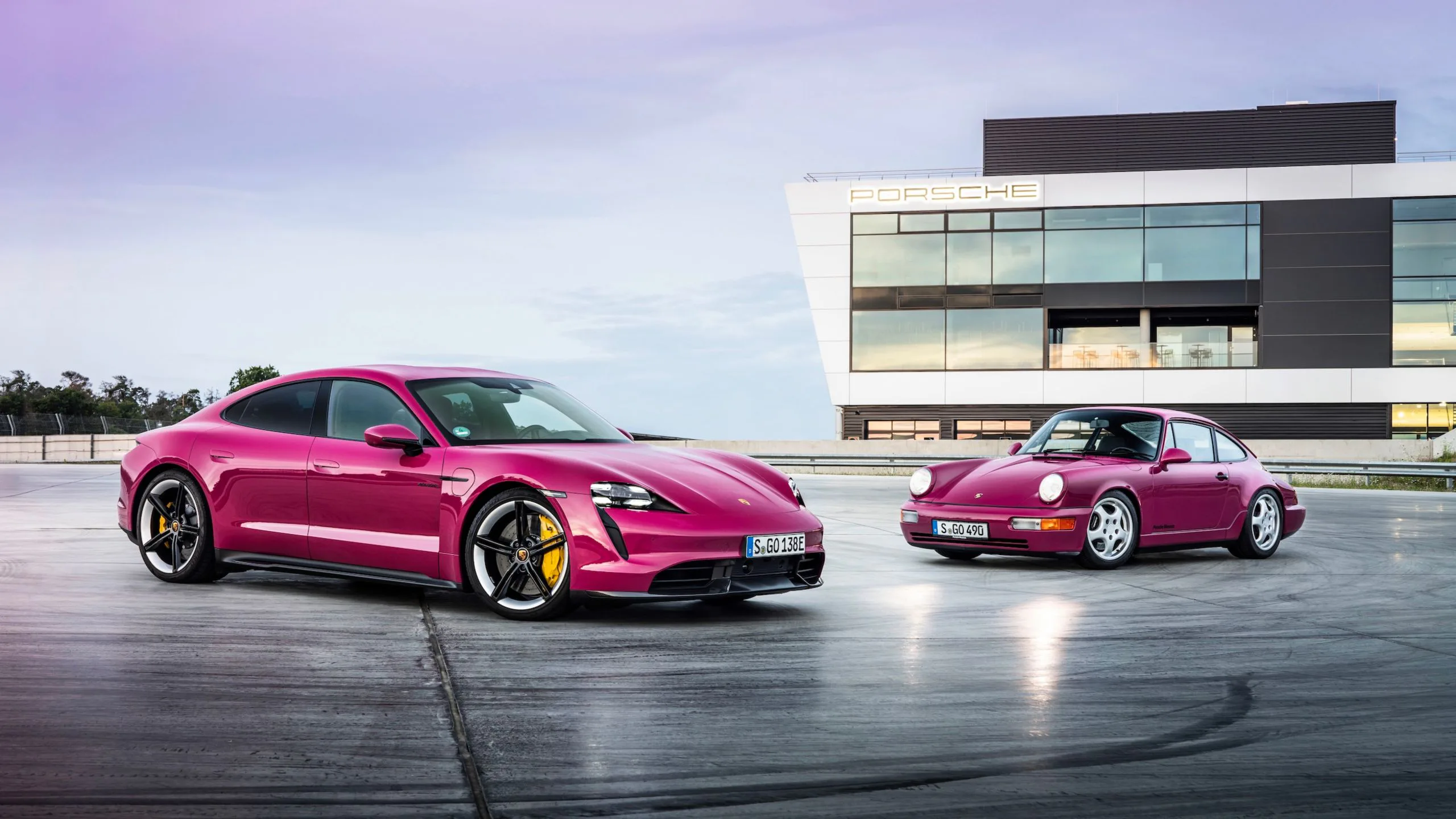 Porsche's very pink new electric Taycan can park by itself