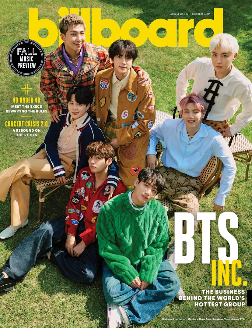 BTS poses on the cover of Billboard