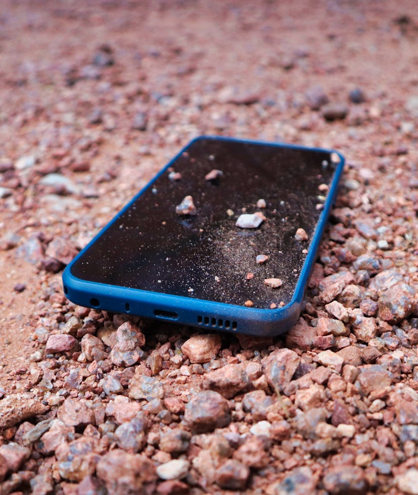 XR20 smartphone from Nokia covered in dust