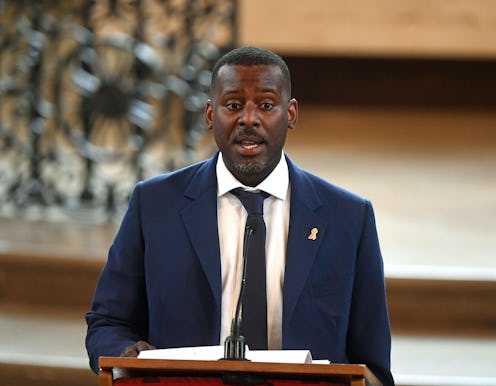 Stuart Lawrence speaks during a memorial service at St Martin-in-the-Fields in Trafalgar Square to c...