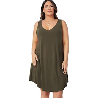 Romwe Plus Size Sleeveless T-Shirt Dress