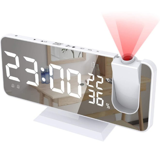 SZRSTH Mirror LED Display Projection Alarm Clock