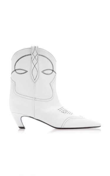Dallas white leather ankle boots from Khaite, available to shop on Moda Operandi.