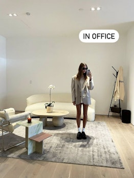 Hailey Bieber in an office