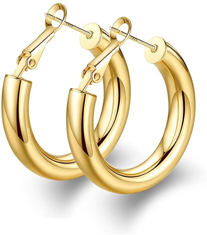 wowshow 14K Gold Plated Gold Hoops