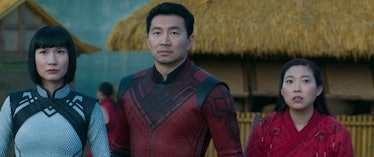 Meng’er Zhang, Simu Liu, and Awkwafina in Shang-Chi and the Legend of the Ten Rings