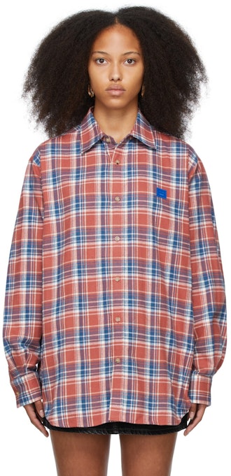 Red & Blue Flannel Patch Shirt