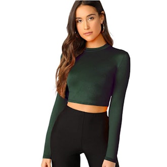 Verdusa Fitted Long Sleeve Crop Top