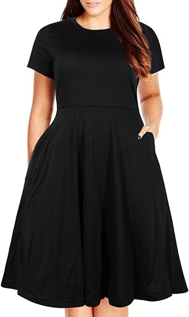 Nemidor Plus Size Fit and Flare Midi Dress