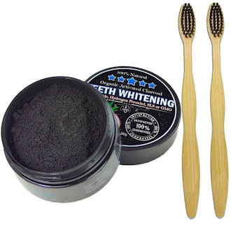 Teeth Whitening Charcoal Powder And 2 Toothbrushes
