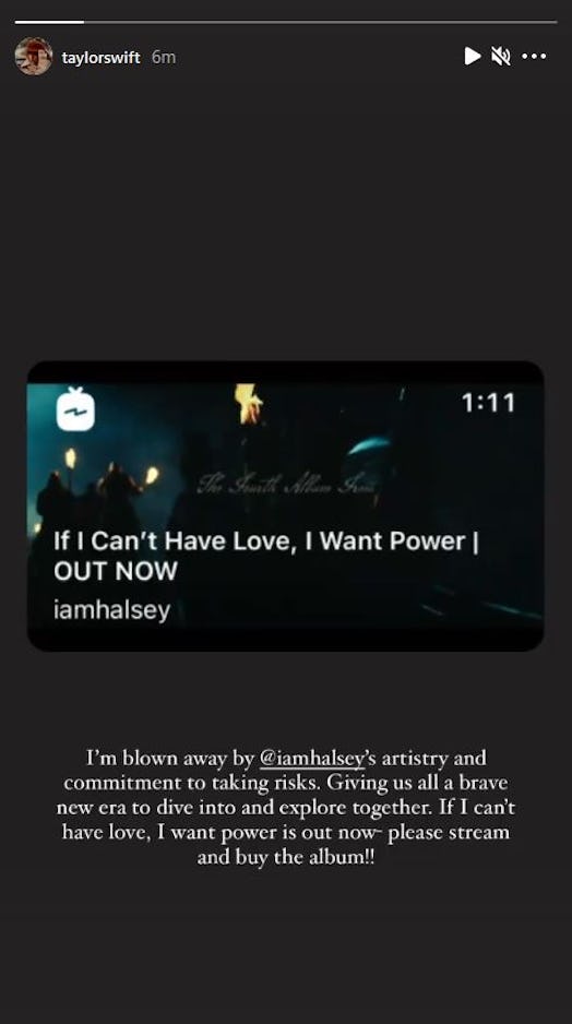 Taylor Swift supports Halsey in an Instagram story about her fellow artist's album 'If I Can't Have ...